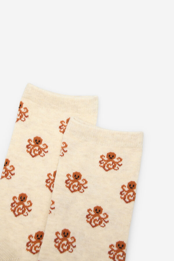 Cortefiel Long octopus sock Beige