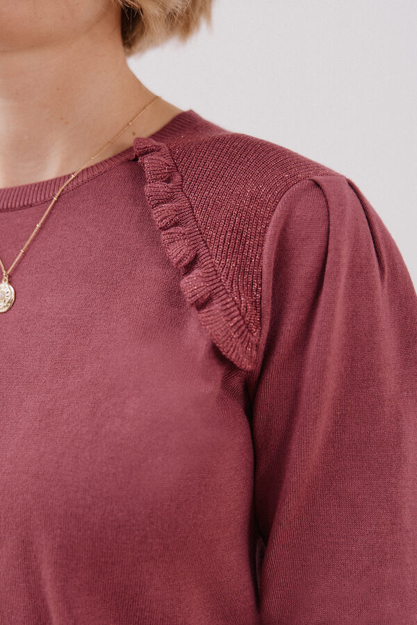 Cortefiel Jersey with ruffle trim Maroon