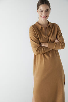 Cortefiel Eco-friendly polo dress Brown