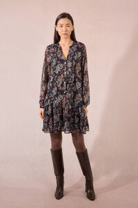 Molly Bracken Vestido curto de manga comprida com estampado