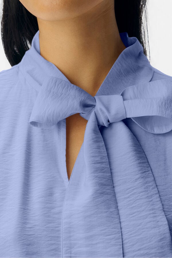 Object Blusa de laço de viscose Azul
