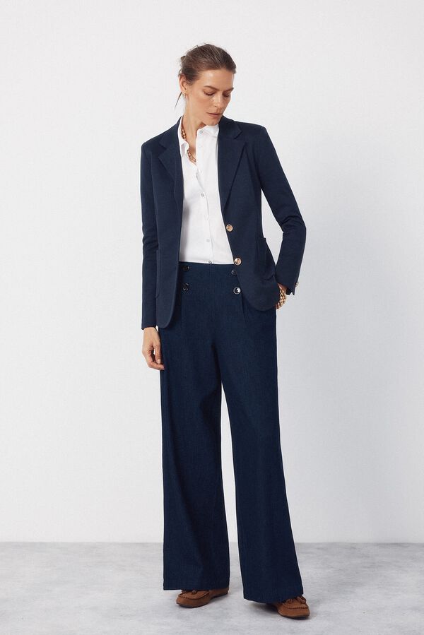 Cortefiel Piqu&eacute;-knit blazer Navy