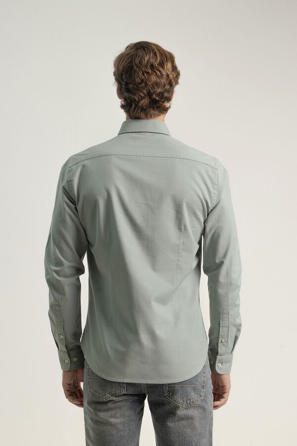 PuroEGO Camisa oxford de algodão slim fit Verde