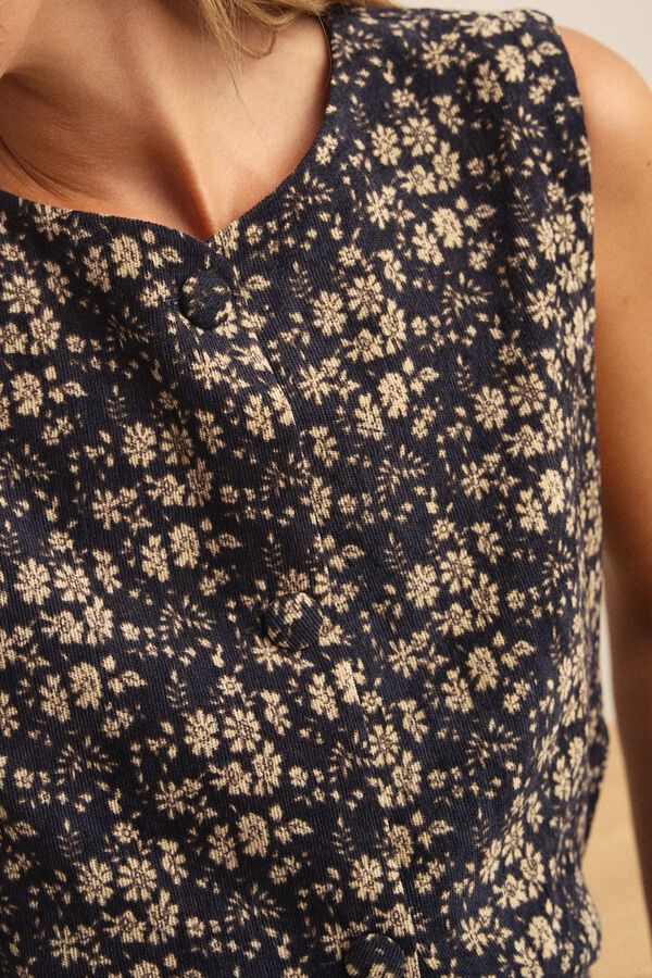 Pol&iacute;n Et Moi Colete de flores Abeny Preto