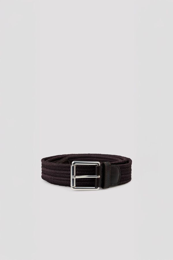 Cortefiel Elastic fabric belt Dark brown