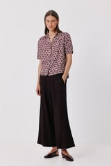 Cortefiel Fluid wide trousers Dark brown