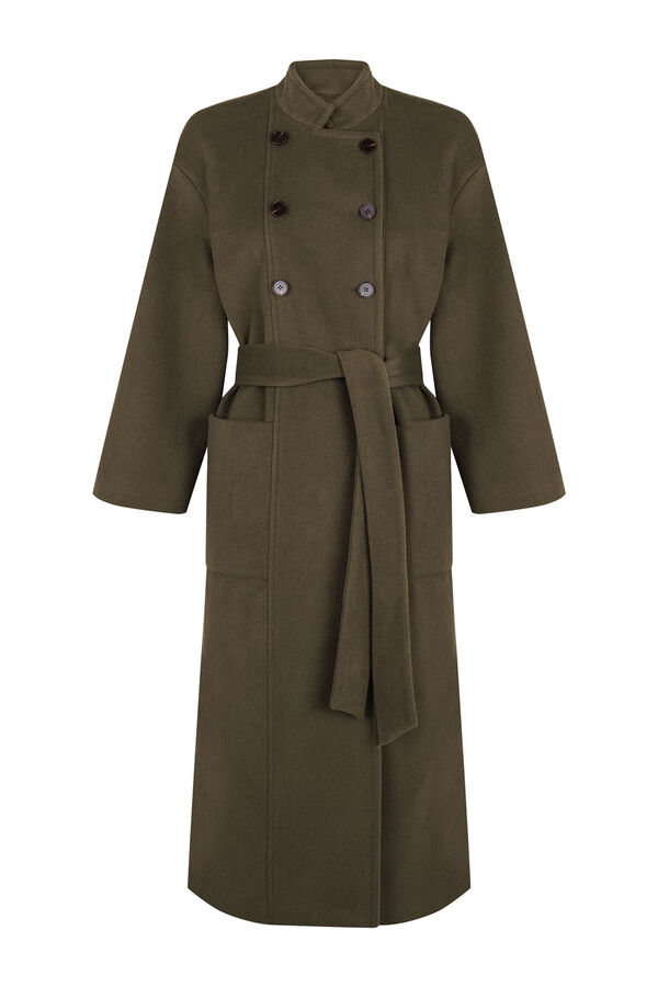 Slowlove Abrigo largo con doble botonadura Kaki