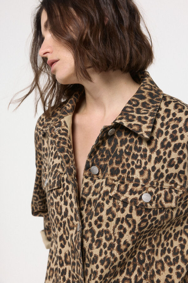 Vero Moda Jaqueta jeans com estampa animal Castanho