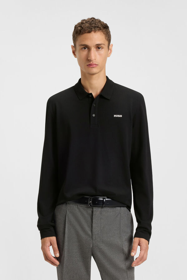 HUGO long sleeve polo shirt Black