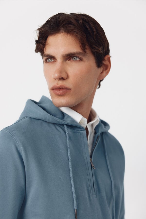 Cortefiel Sweatshirt with hood Blue