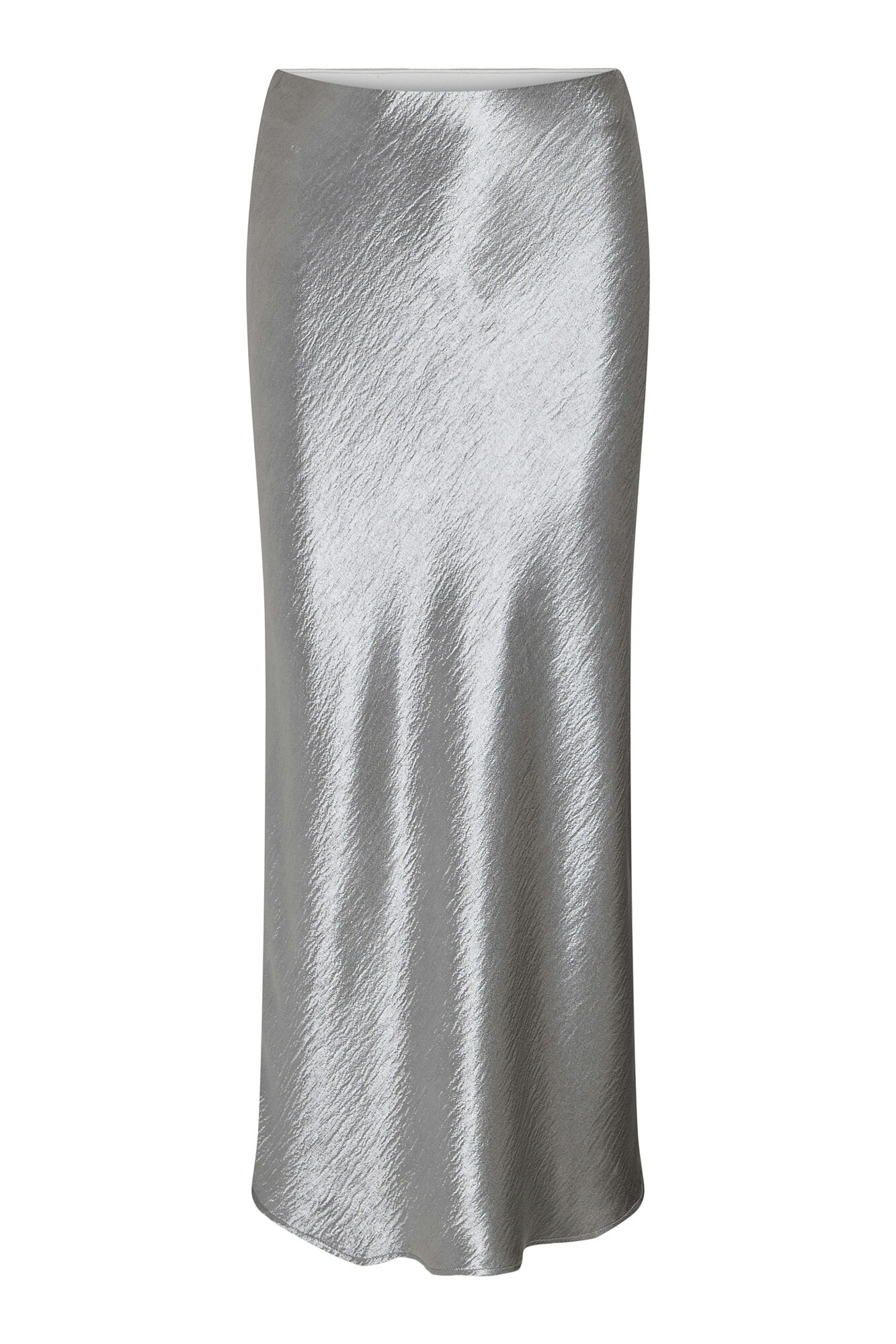 Metallic silver satin skirt deals