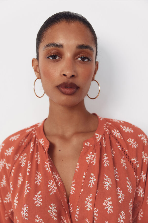 Cortefiel Printed dress Printed beige