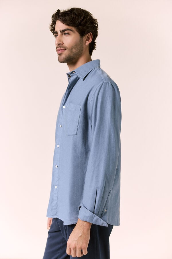 OOTO Camisa lisa fluida Azul