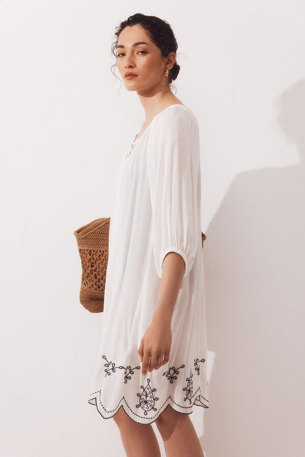 Cortefiel Short drawstring kaftan White