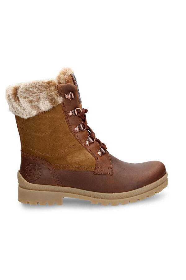 Cortefiel Leather boots with warm fur lining Brown