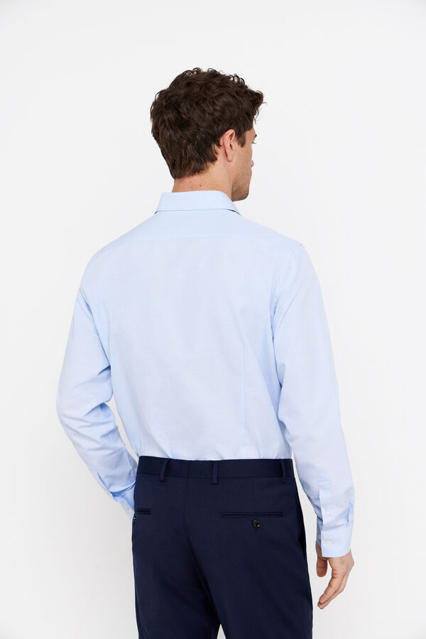 Cortefiel Slim fit easy-iron ottoman dress shirt Blue