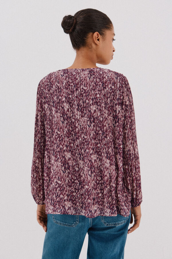 Cortefiel Blusa plisada contraste Estampado blanco