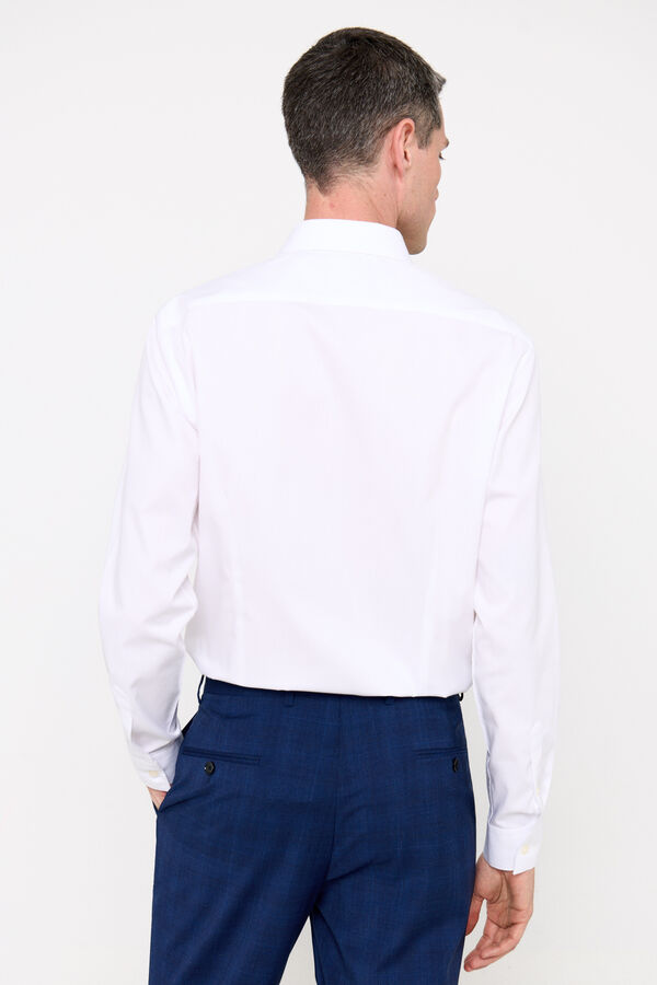 Cortefiel Plain slim-fit easy-iron dress shirt White