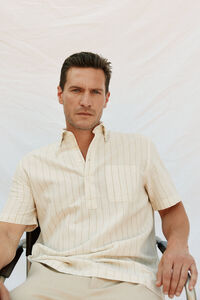 Cortefiel Striped cotton linen short sleeve shirt