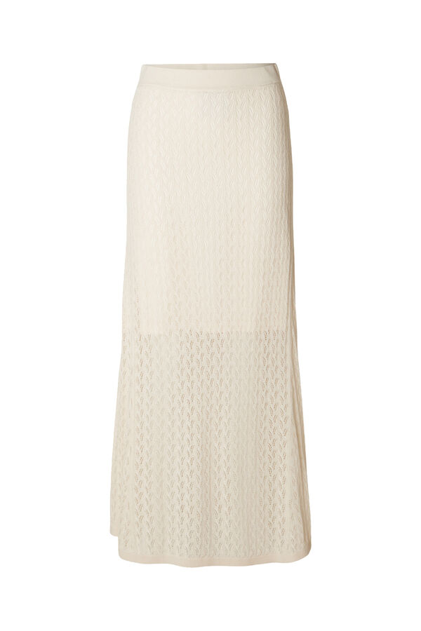 Cortefiel Lightweight jersey-knit midi skirt made with linen, organic cotton and Tencel. Grey
