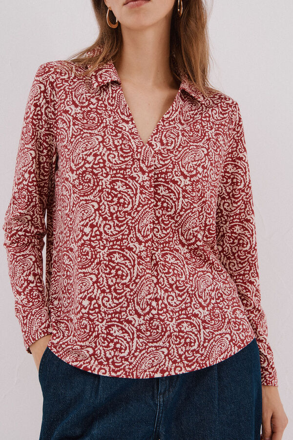 Cortefiel Polo shirt neck t-shirt Pink