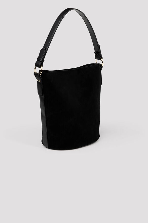 Cortefiel Bucket shoulder bag Black