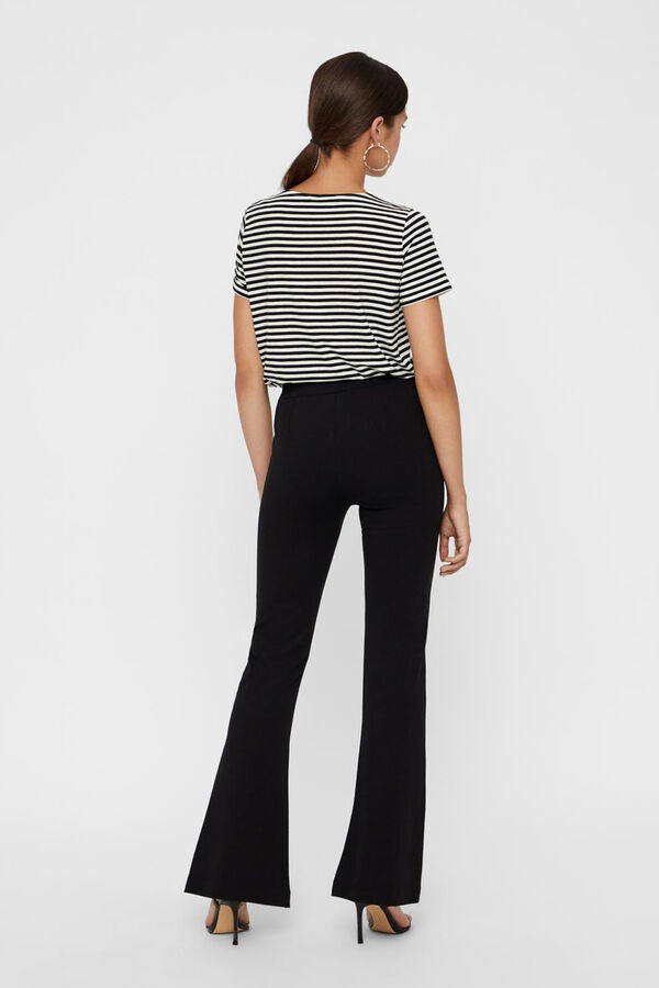 Cortefiel Mid-rise flared trousers Black