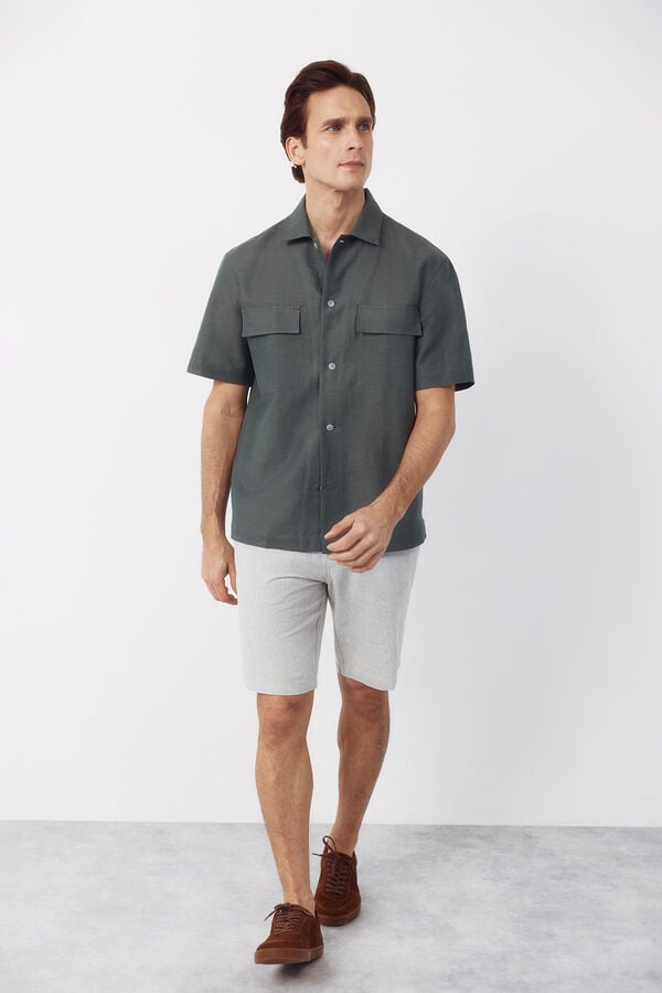 Cortefiel Bermuda oxford fabric Green