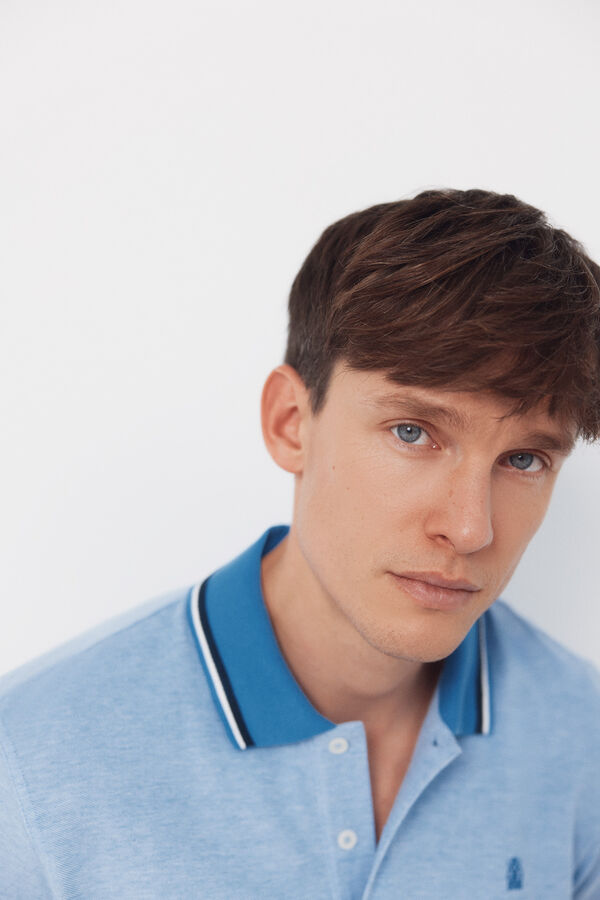 Cortefiel Oxford polo shirt Blue