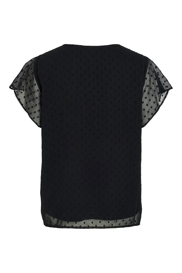 Vila Short-sleeved plumetis blouse Black