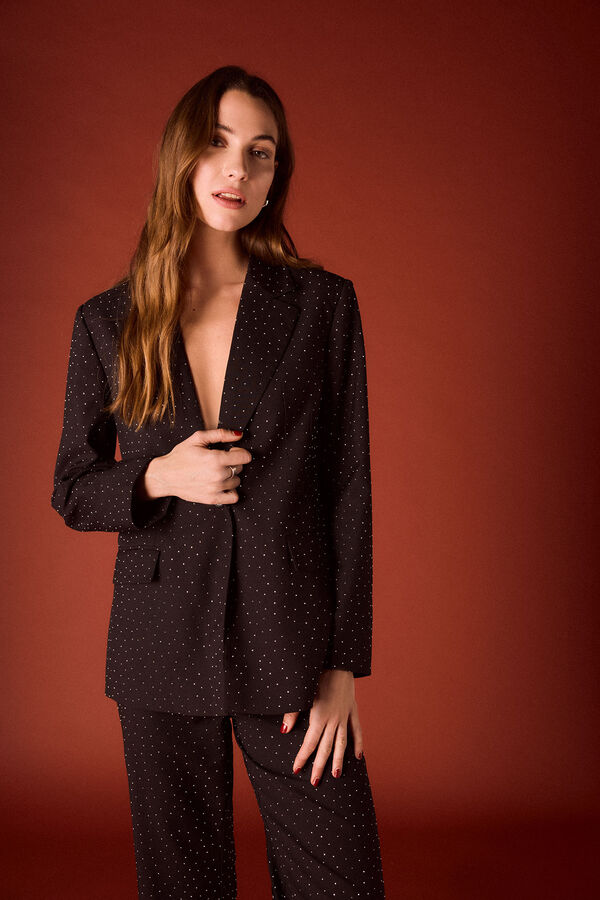 Slowlove Blazer entallada de strass. Negro