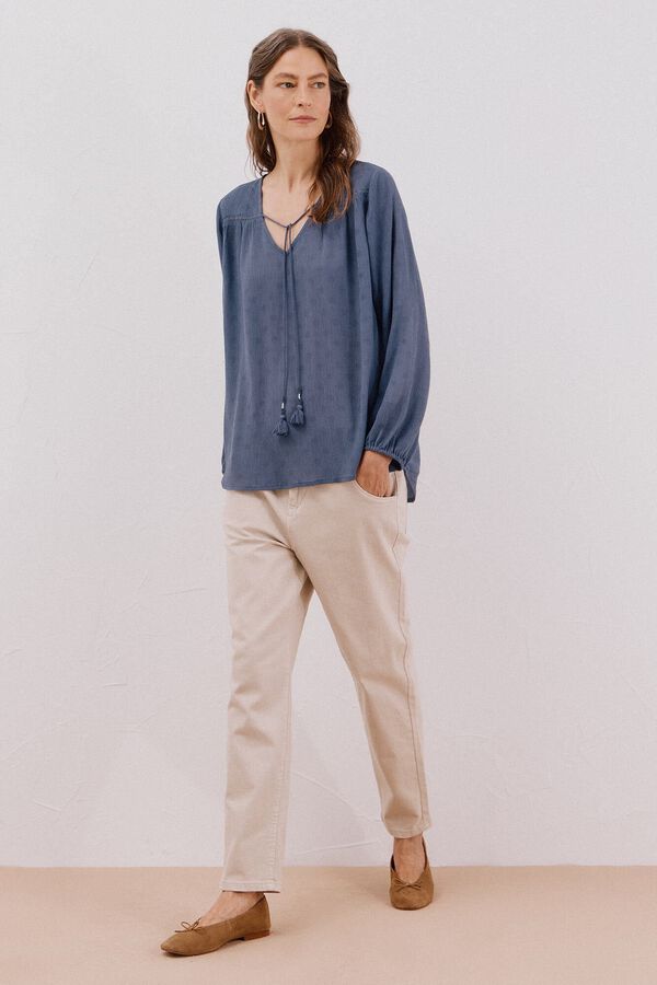 Cortefiel tassels blouse Blue