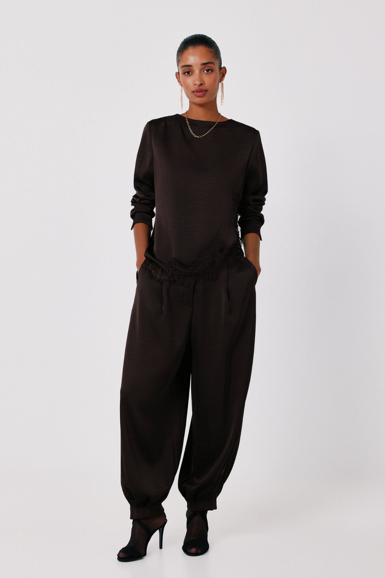 Cortefiel Asymmetric satin-finish top