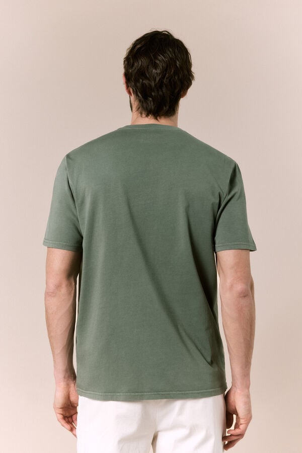 OOTO T-shirt b&aacute;sica lavada Verde