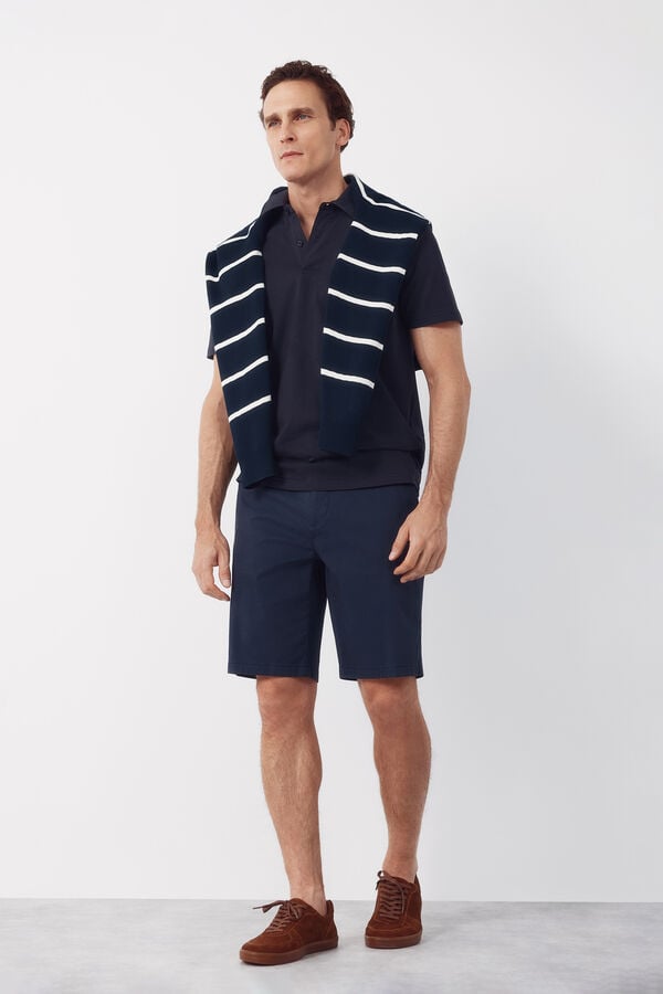 Cortefiel Plain pocket polo shirt Navy