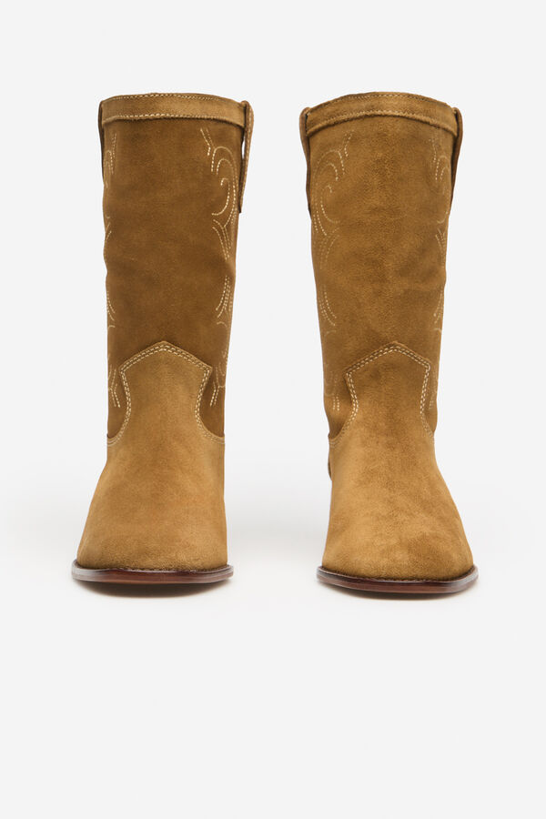 Cortefiel Split leather cowboy boots Dark brown