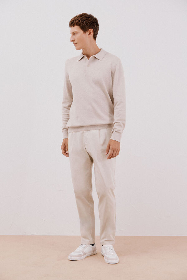 Cortefiel Tapered fit comfort chinos pants Ivory