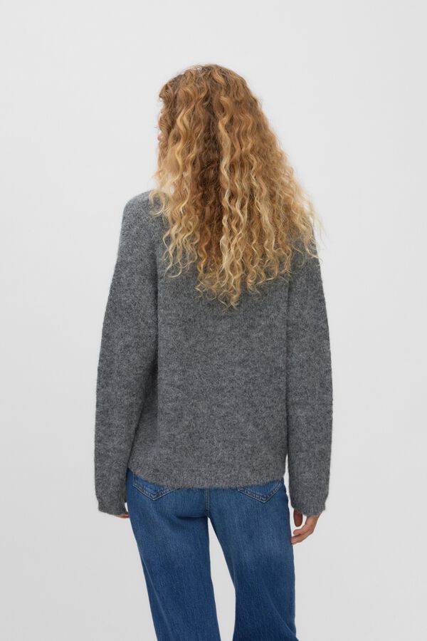 Vero Moda Camisola gola em bico com renda Cinzento