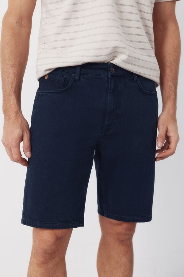 Cortefiel Regular color denim Bermuda shorts Navy