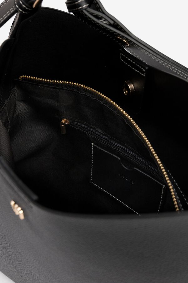 Vilanova Embroidered handle shoulder bag Black