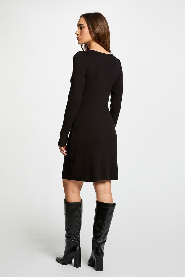 Morgan Vestido punto corto ajustado Negro