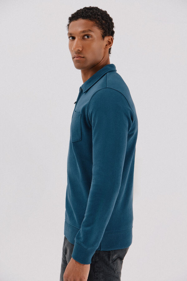Cortefiel Polo shirt neck sweatshirt  Blue