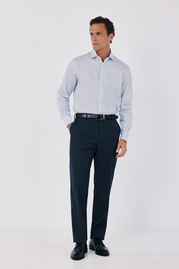 Cortefiel Striped slim fit easy iron dress shirt Blue