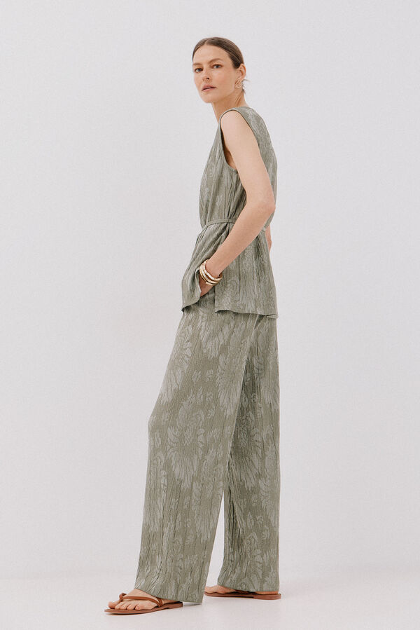 Cortefiel Jacquard knit trousers Kaki
