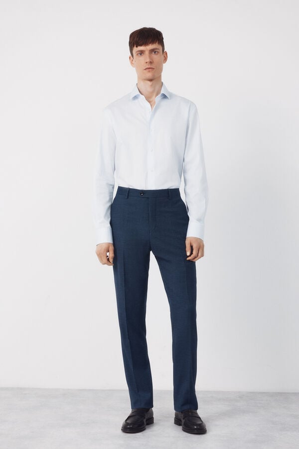 Cortefiel Coolmax birdseye trousers Blue