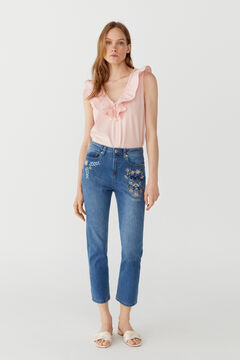 Cortefiel Slim embroidered jeans Blue jeans