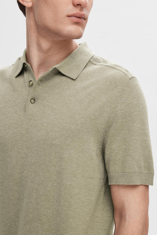 Cortefiel Short-sleeved polo shirt in 100% cotton jersey-knit Green