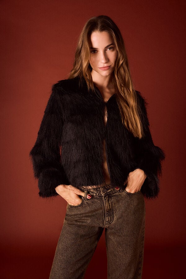 Slowlove Jaqueta com franjas Preto