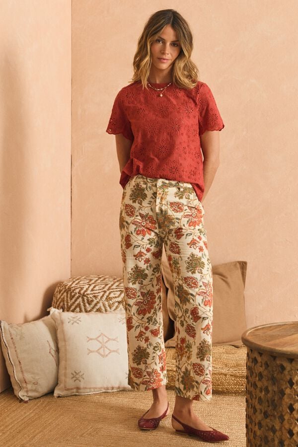 Pol&iacute;n Et Moi Blusa vazada Nora Vermelho