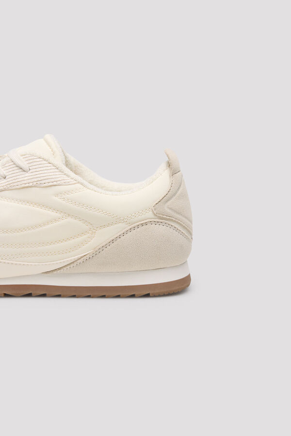 Cortefiel Fabric and split leather trainers White